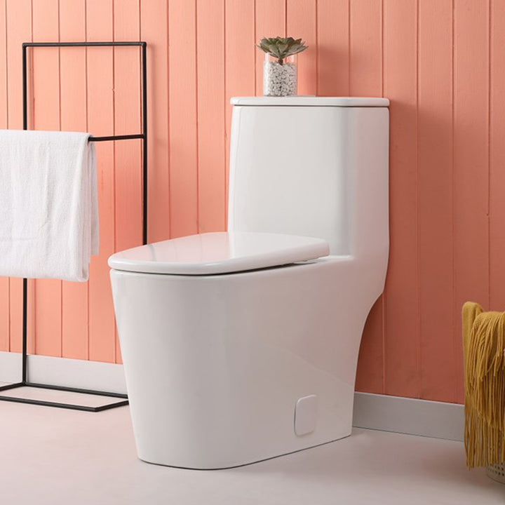 One-Piece Floor Square Toilet 27X14X31 In White White Finish - KITCHEN & BATH by Joshua Marshal