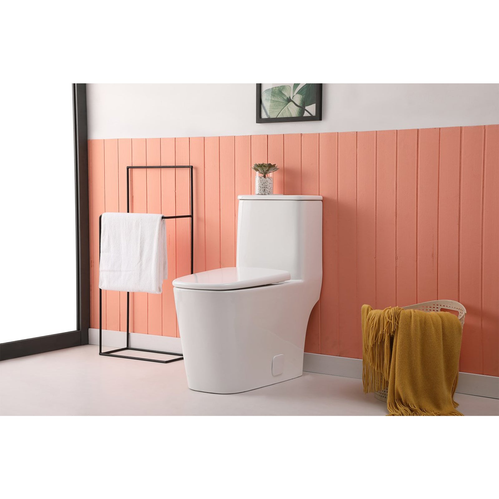 One-Piece Floor Square Toilet 27X14X31 In White - View 2 - Joshua Marshal