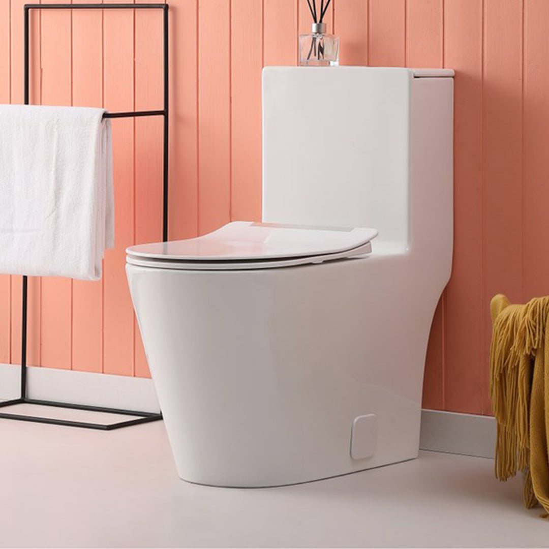 One-Piece Elongated Toilet 28X15X31 In White White Finish - KITCHEN & BATH by Joshua Marshal