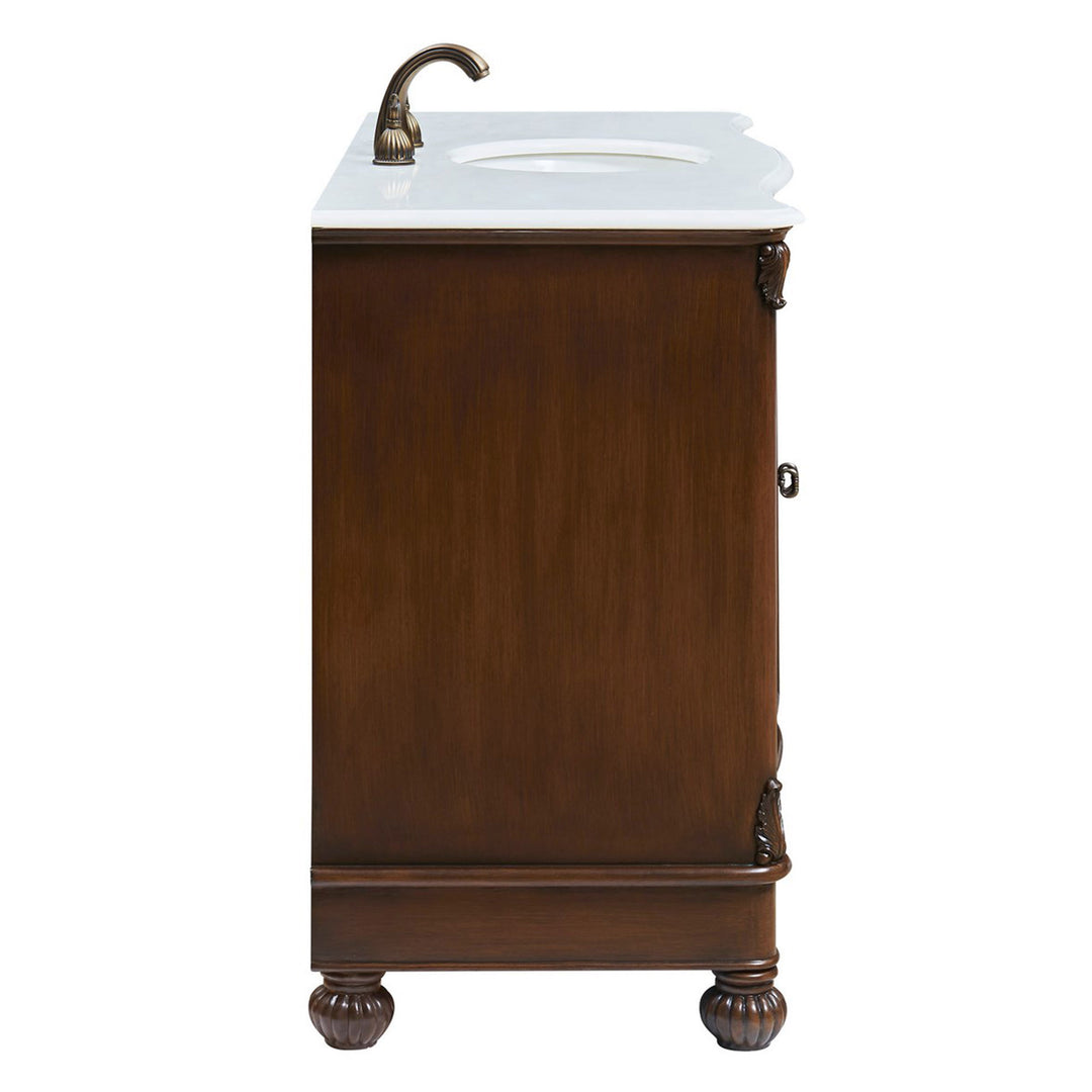 48 Inch Single Bathroom Vanity In Teak Color With Ivory White Marble - View 6 - Joshua Marshal