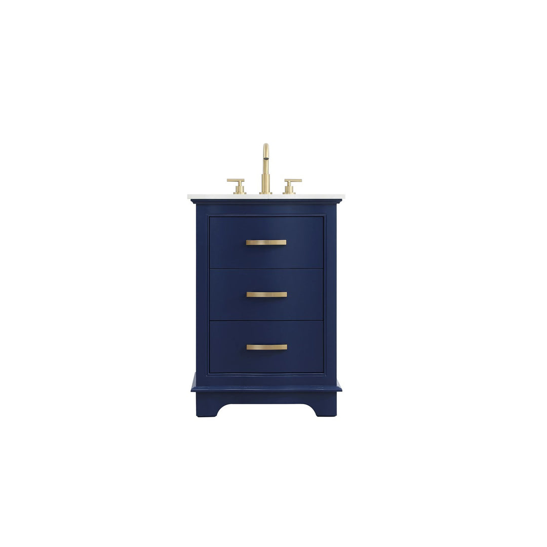 24 Inch Single Bathroom Vanity In Blue - View 3 - Joshua Marshal