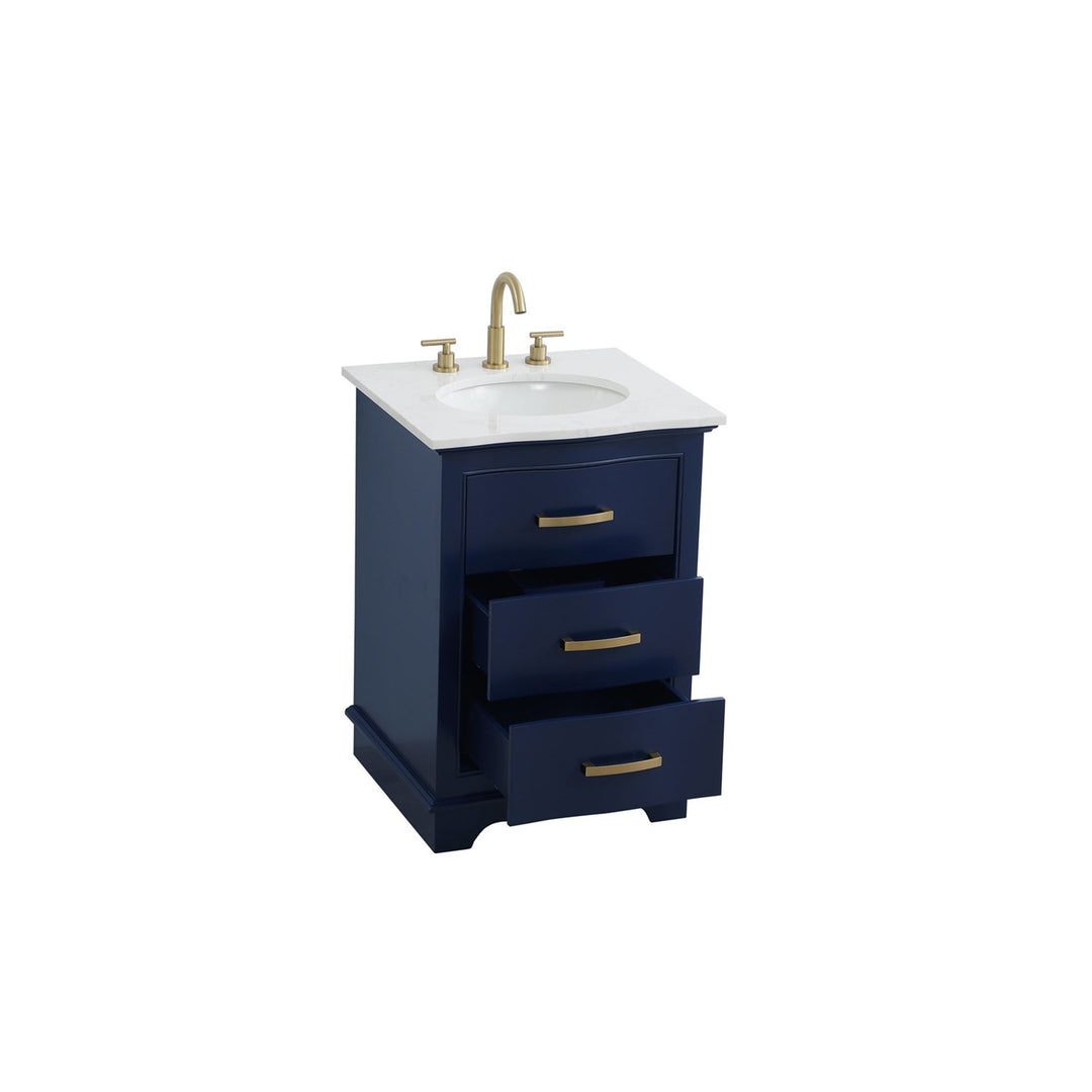 24 Inch Single Bathroom Vanity In Blue - View 4 - Joshua Marshal