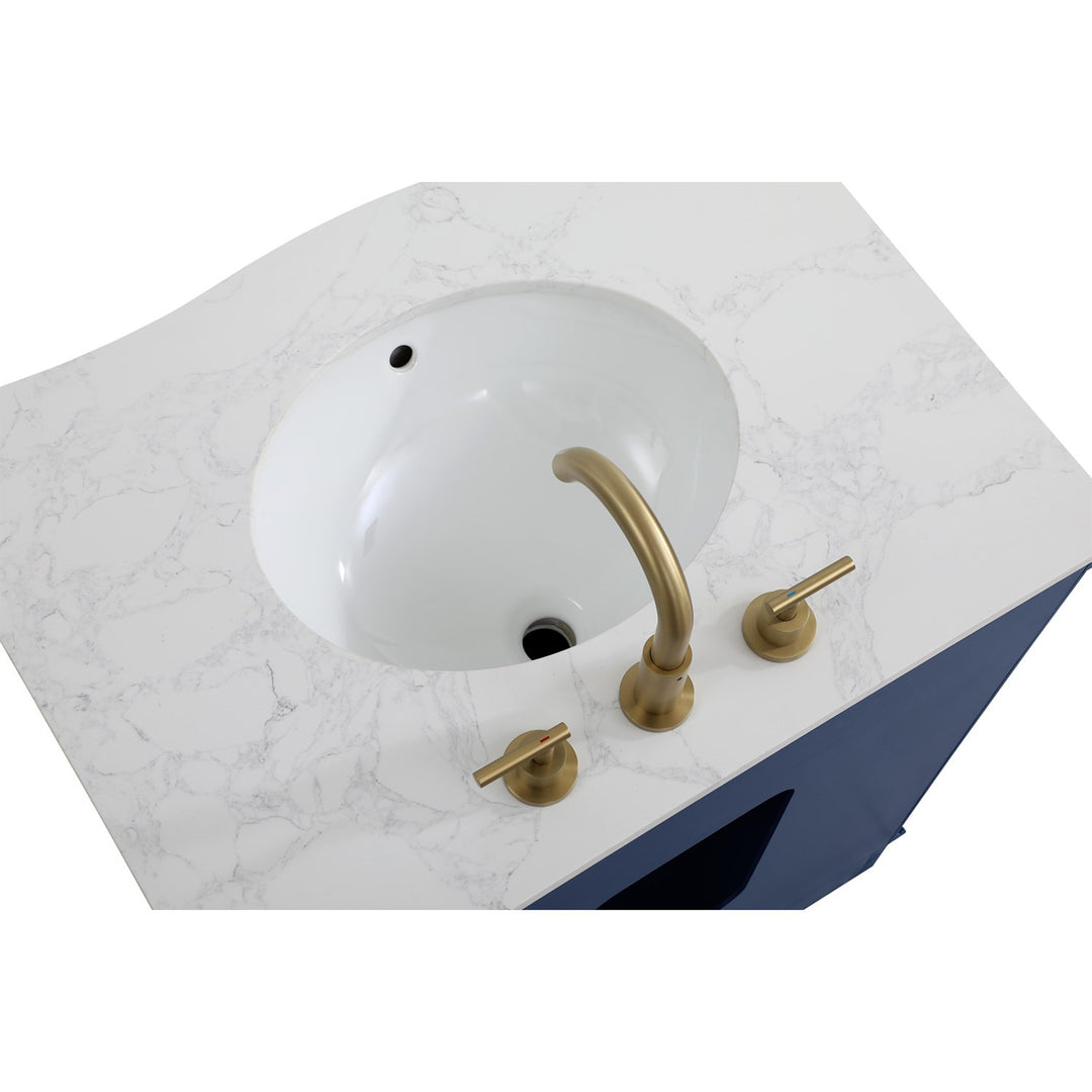 24 Inch Single Bathroom Vanity In Blue - View 5 - Joshua Marshal