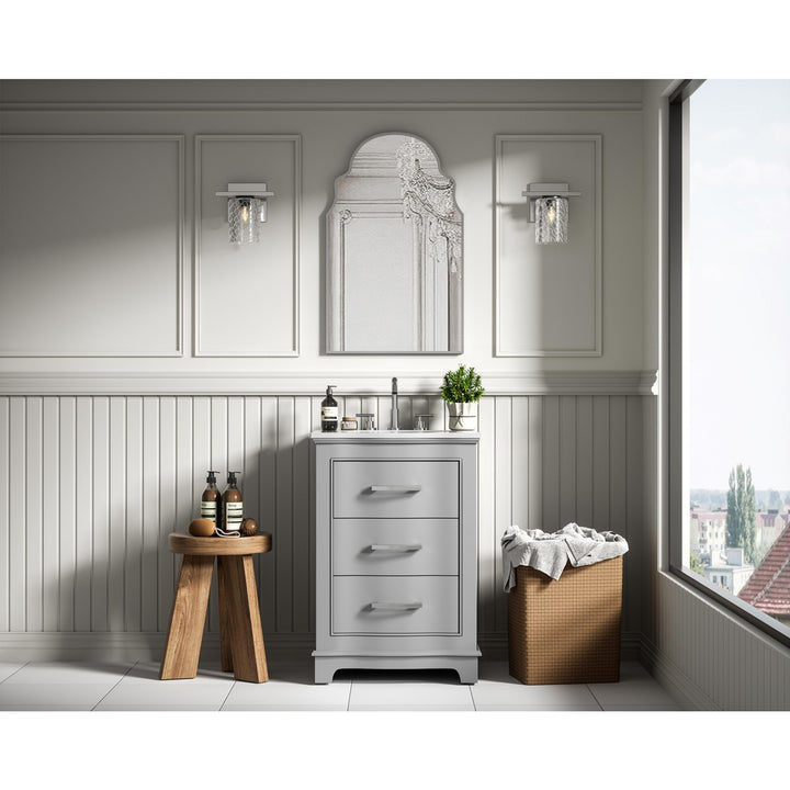 24 Inch Single Bathroom Vanity In Grey - View 2 - Joshua Marshal