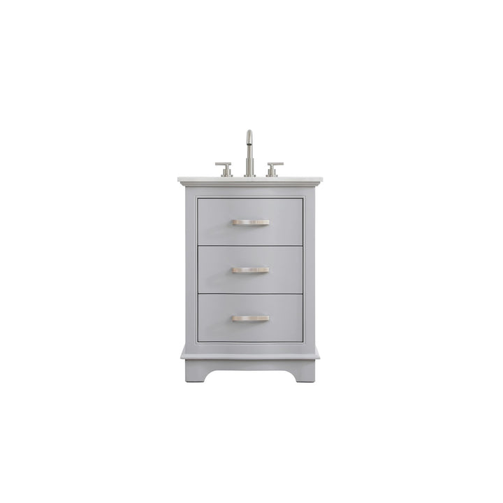 24 Inch Single Bathroom Vanity In Grey - View 3 - Joshua Marshal