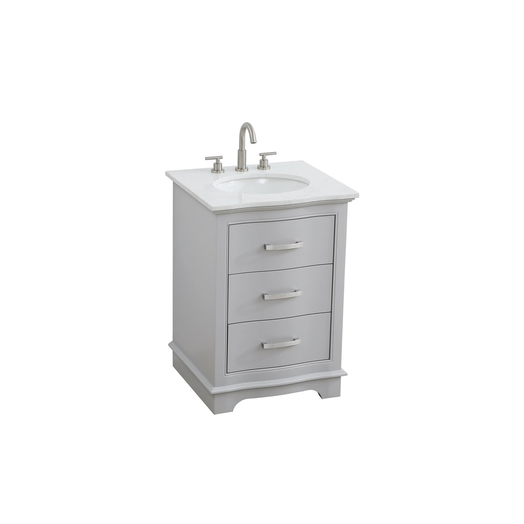 24 Inch Single Bathroom Vanity In Grey - View 4 - Joshua Marshal