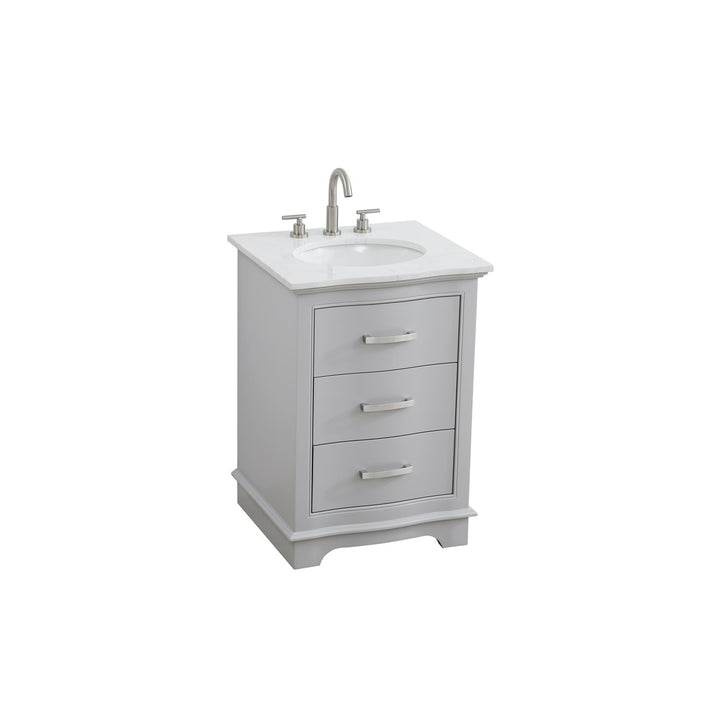 24 Inch Single Bathroom Vanity In Grey - View 4 - Joshua Marshal