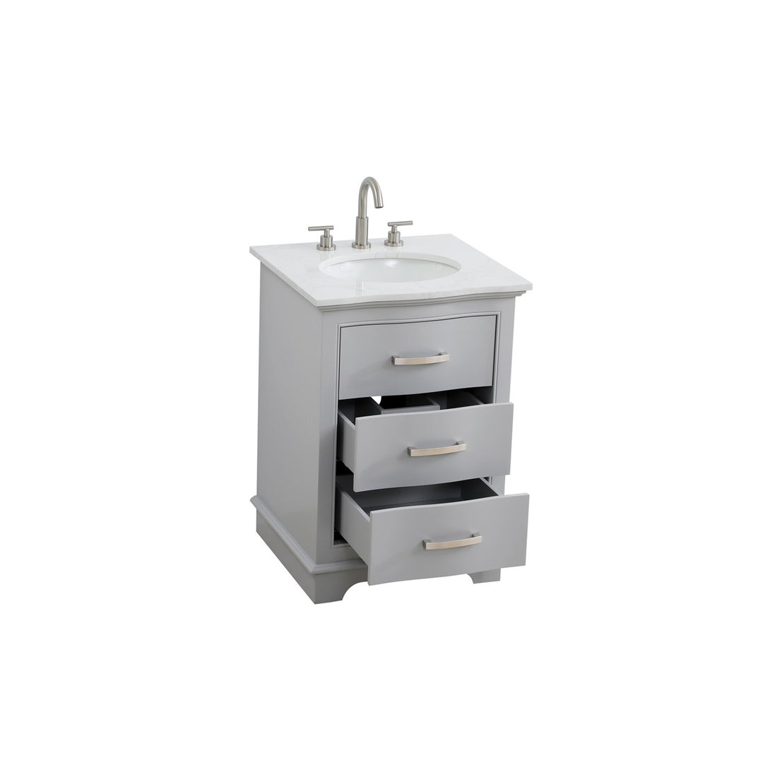 24 Inch Single Bathroom Vanity In Grey - View 5 - Joshua Marshal