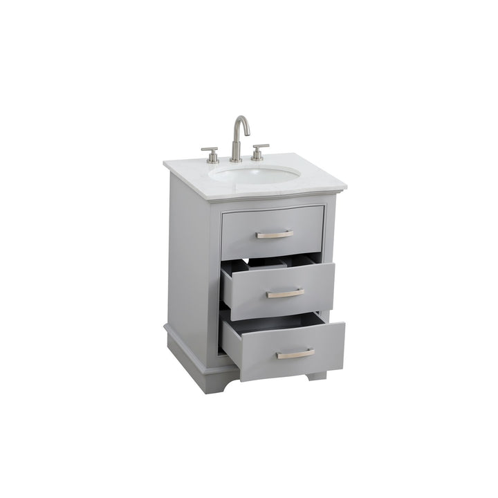 24 Inch Single Bathroom Vanity In Grey - View 5 - Joshua Marshal