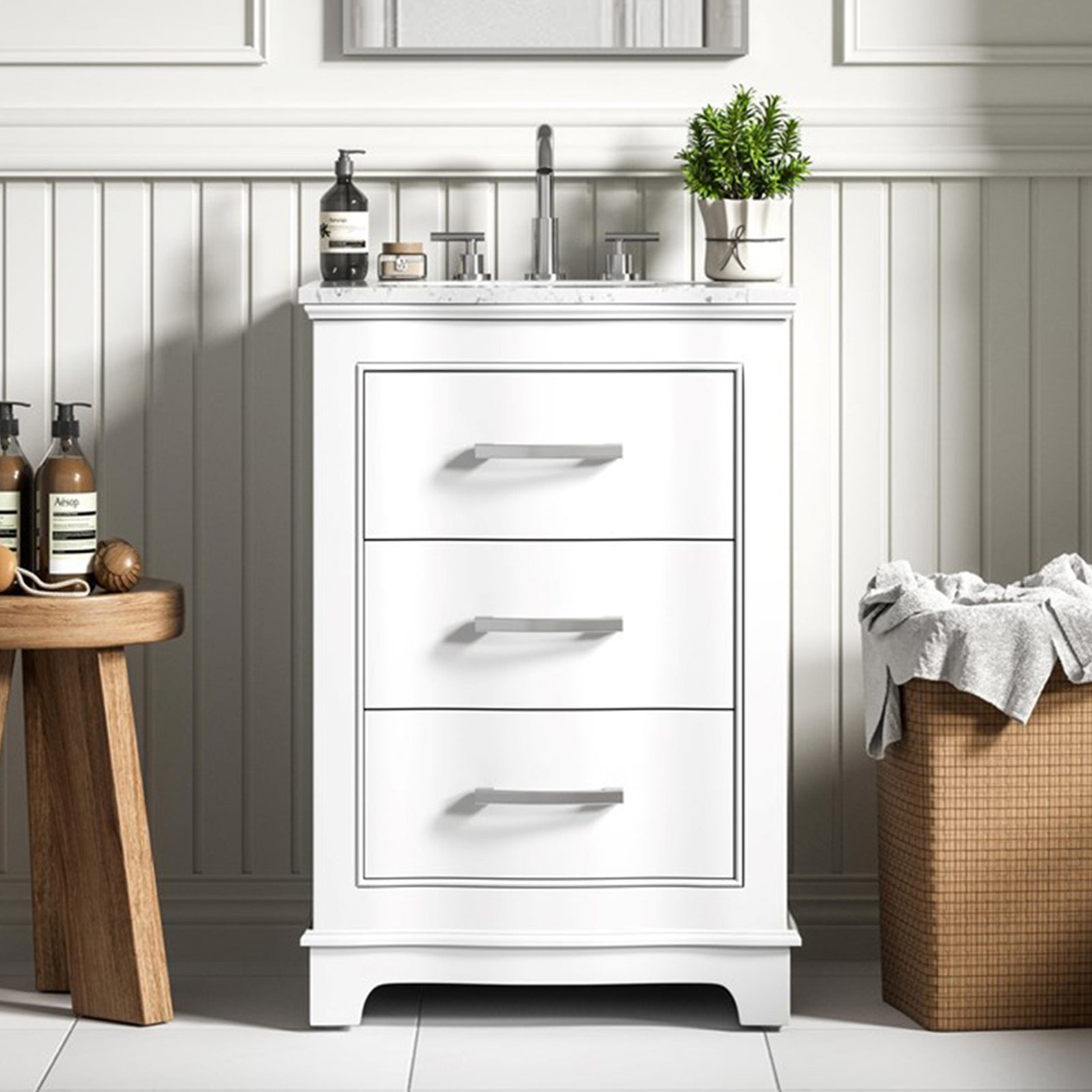 24 Inch Single Bathroom Vanity In White White Finish - KITCHEN & BATH by Joshua Marshal