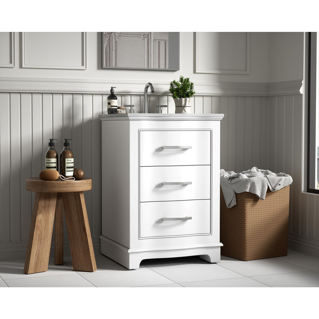 24 Inch Single Bathroom Vanity In White - View 2 - Joshua Marshal