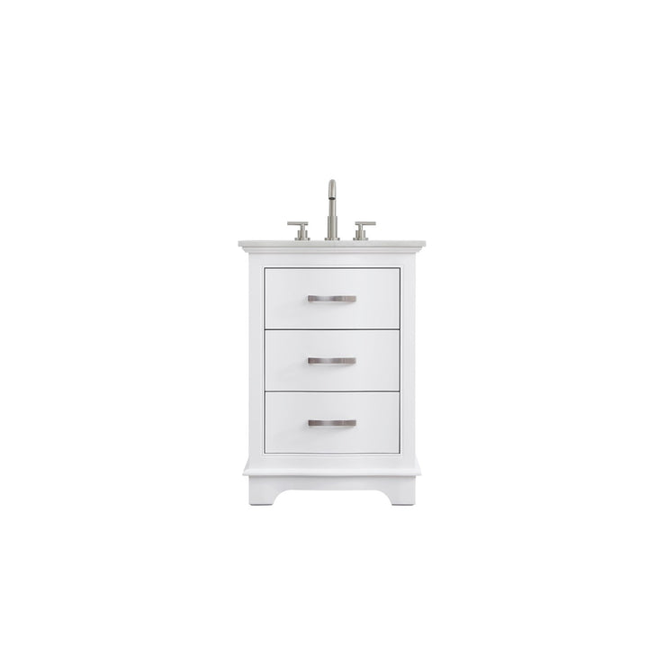 24 Inch Single Bathroom Vanity In White - View 3 - Joshua Marshal
