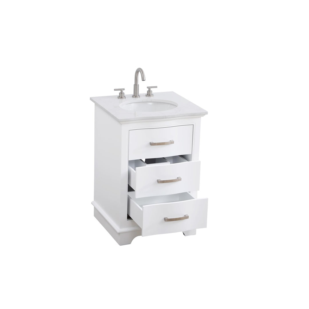 24 Inch Single Bathroom Vanity In White - View 4 - Joshua Marshal