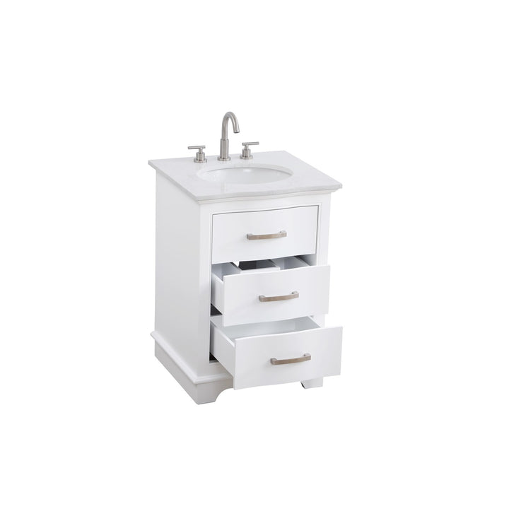 24 Inch Single Bathroom Vanity In White - View 4 - Joshua Marshal