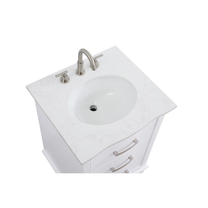 24 Inch Single Bathroom Vanity In White - View 5 - Joshua Marshal