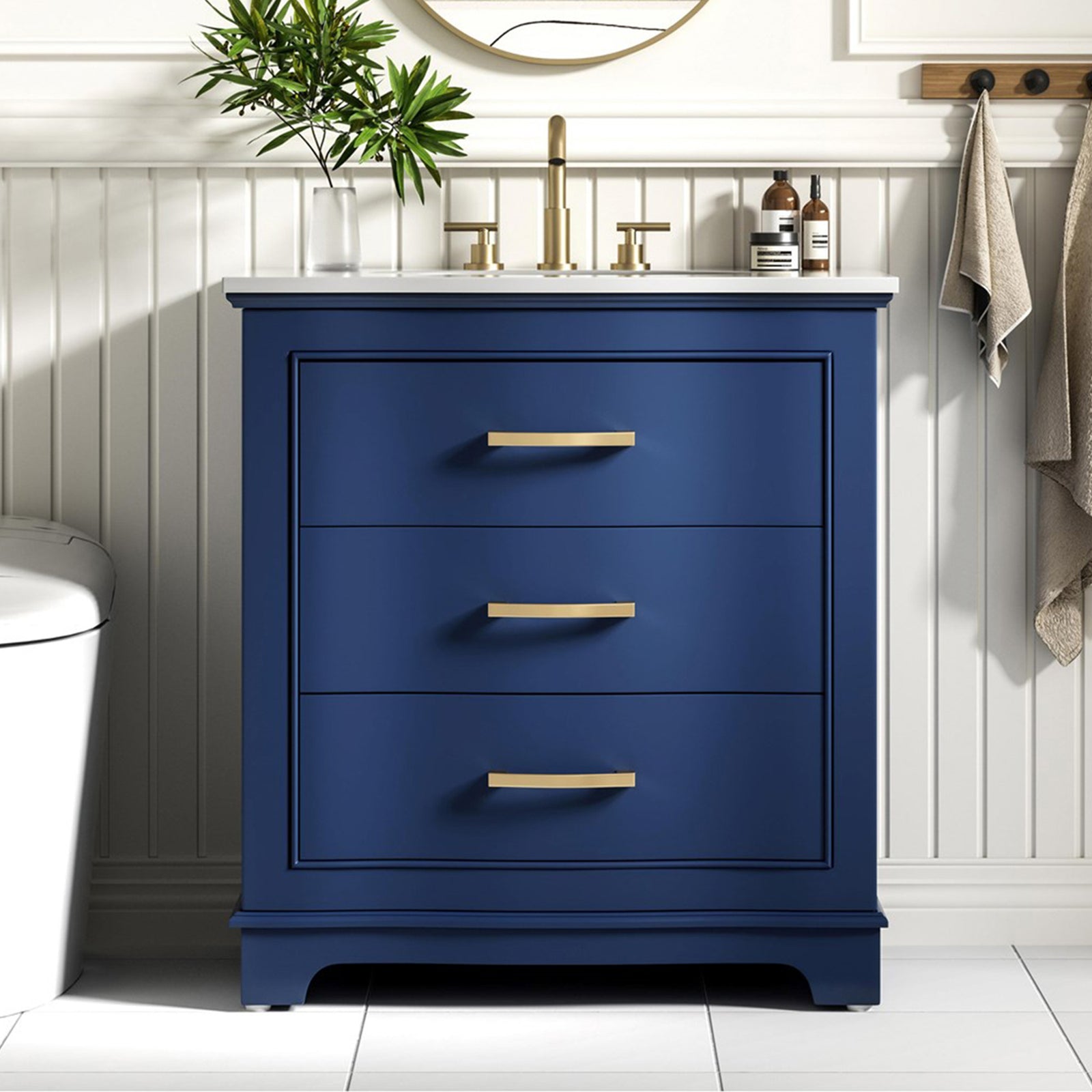 30 Inch Single Bathroom Vanity In Blue Blue Finish - KITCHEN & BATH by Joshua Marshal