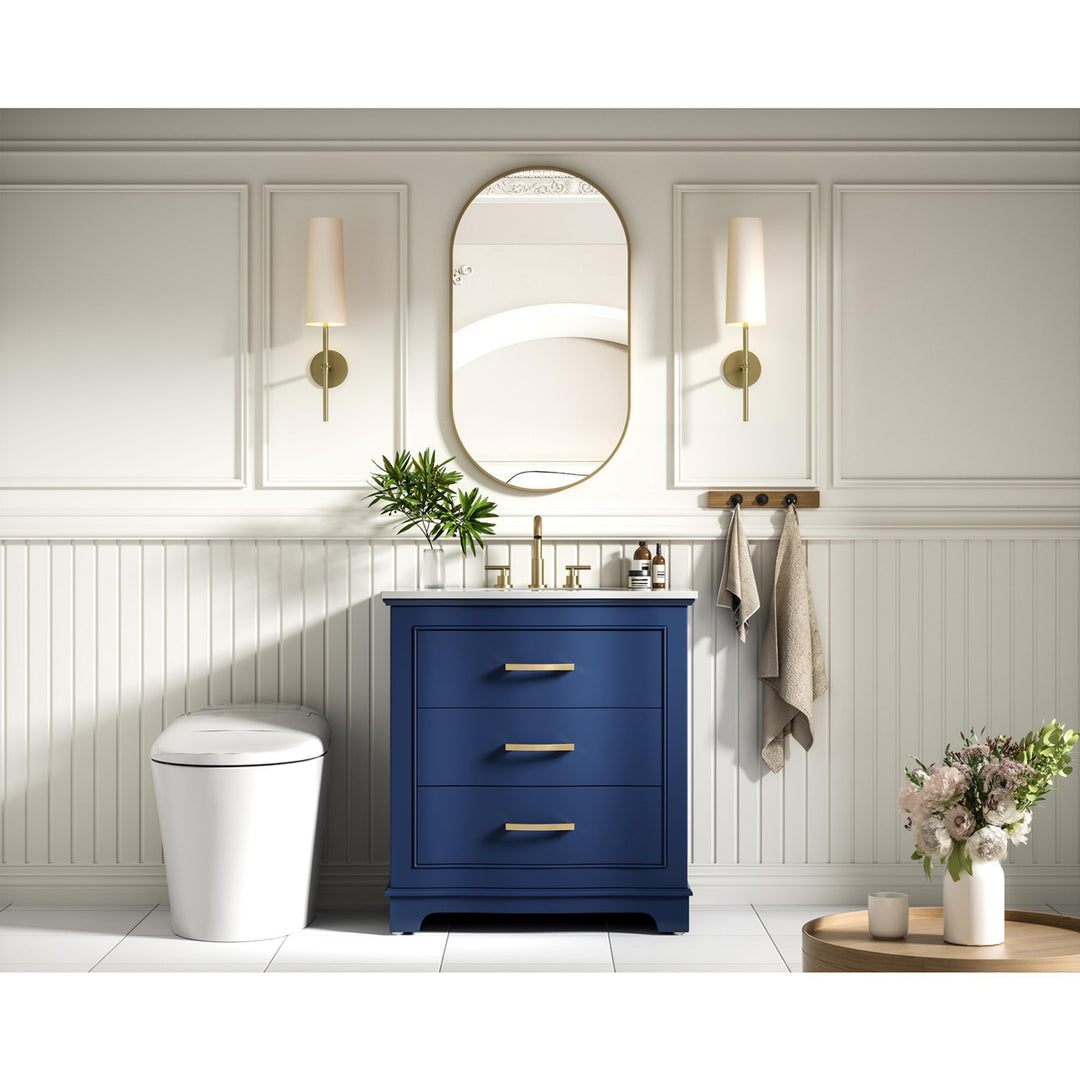 30 Inch Single Bathroom Vanity In Blue - View 2 - Joshua Marshal