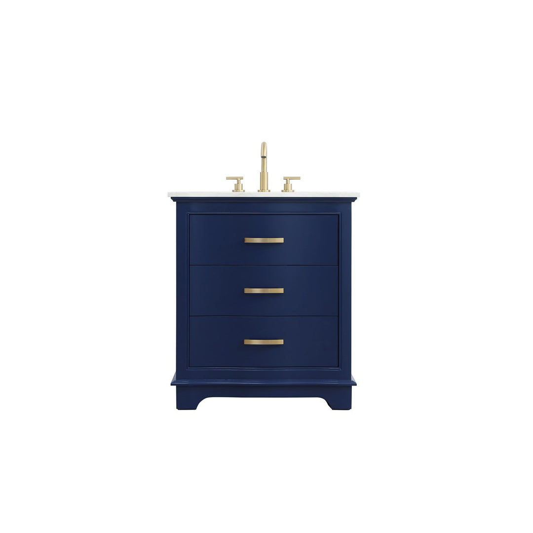 30 Inch Single Bathroom Vanity In Blue - View 3 - Joshua Marshal