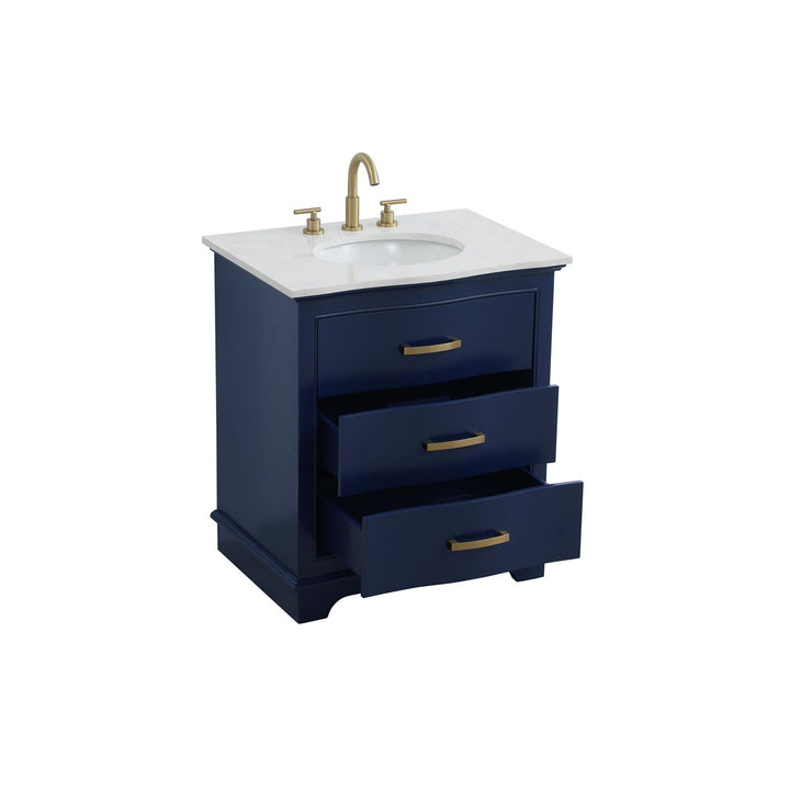 30 Inch Single Bathroom Vanity In Blue - View 4 - Joshua Marshal