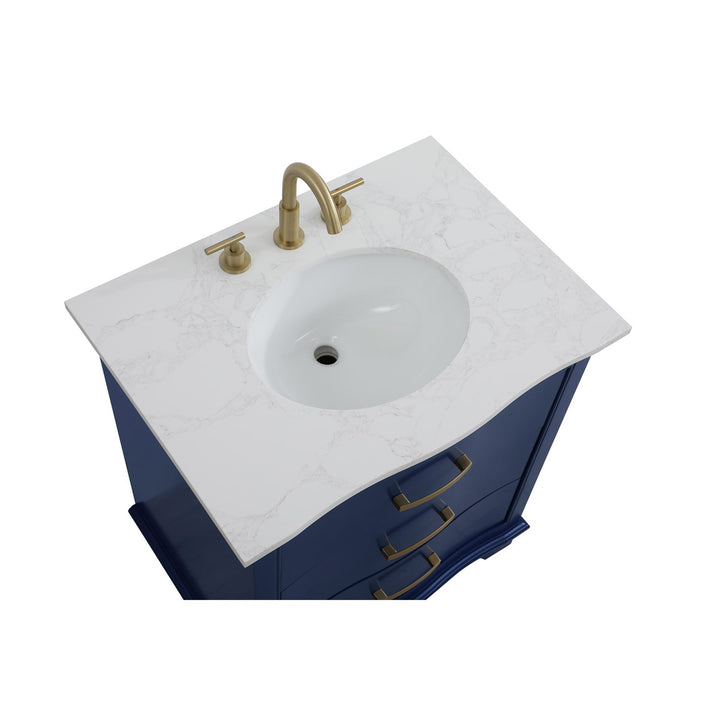 30 Inch Single Bathroom Vanity In Blue - View 5 - Joshua Marshal