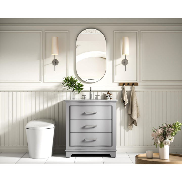 30 Inch Single Bathroom Vanity In Grey - View 2 - Joshua Marshal