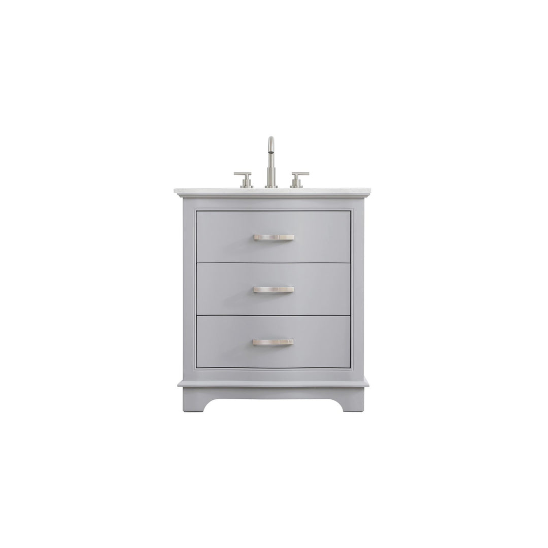30 Inch Single Bathroom Vanity In Grey - View 3 - Joshua Marshal