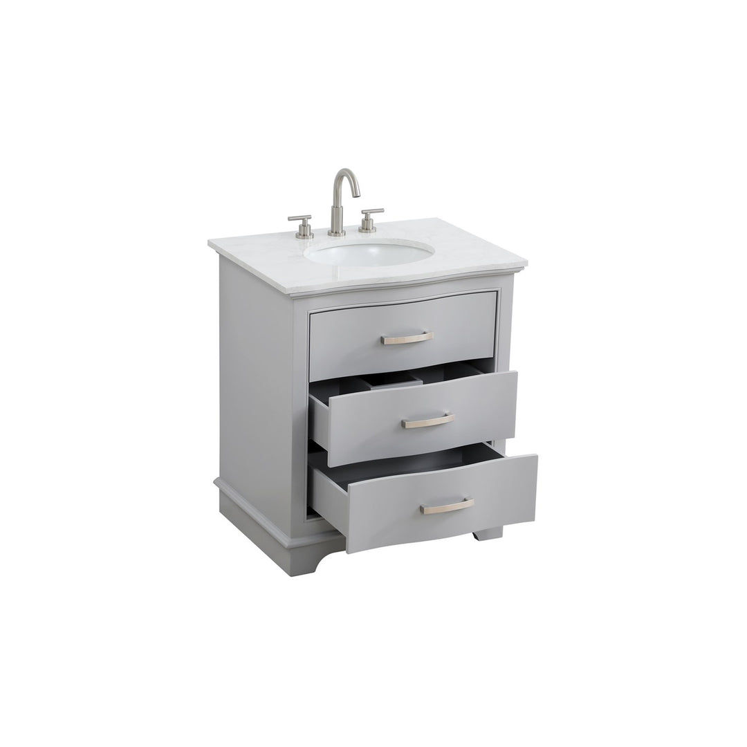 30 Inch Single Bathroom Vanity In Grey - View 4 - Joshua Marshal