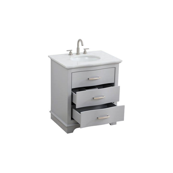 30 Inch Single Bathroom Vanity In Grey - View 4 - Joshua Marshal