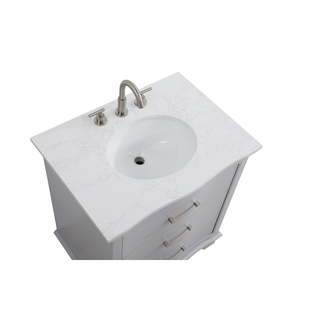 30 Inch Single Bathroom Vanity In Grey - View 5 - Joshua Marshal
