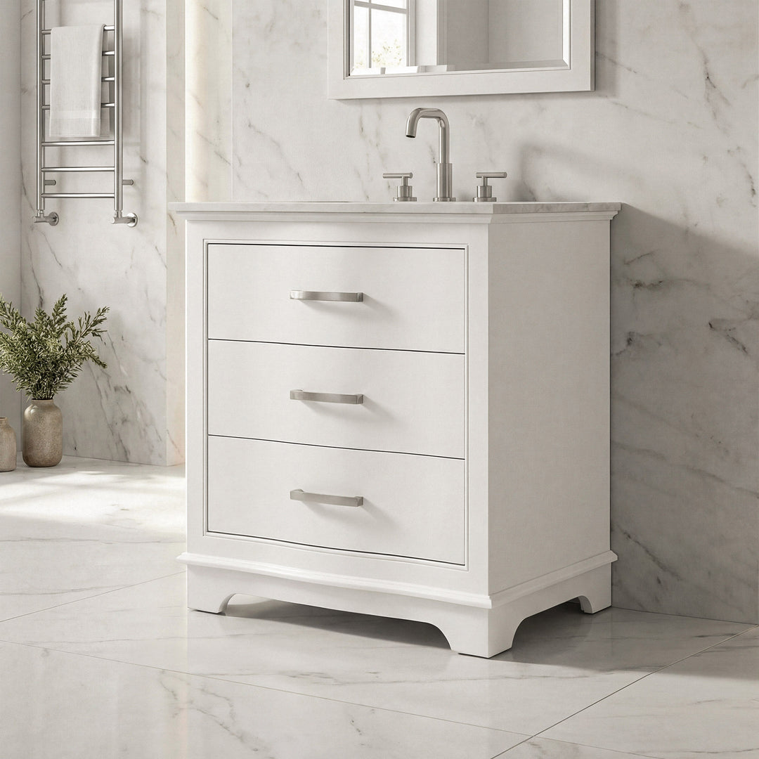 30 Inch Single Bathroom Vanity In White White Finish - KITCHEN & BATH by Joshua Marshal