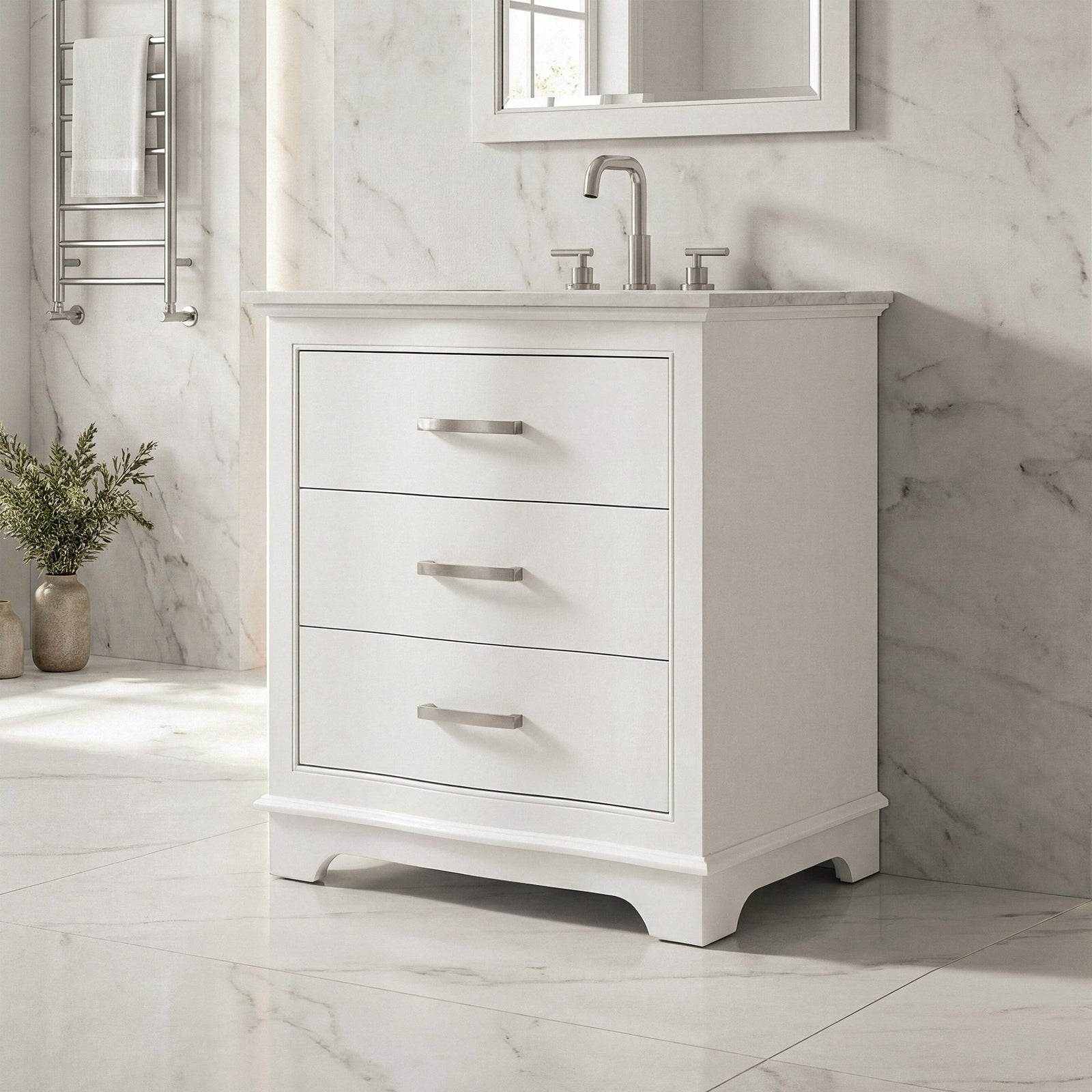 30 Inch Single Bathroom Vanity In White White Finish - KITCHEN & BATH by Joshua Marshal