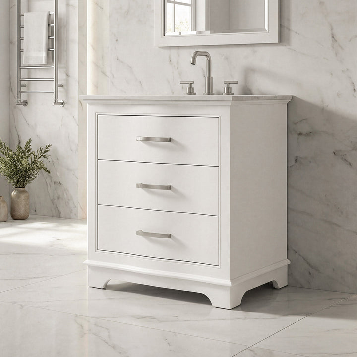 30 Inch Single Bathroom Vanity In White White Finish - KITCHEN & BATH by Joshua Marshal