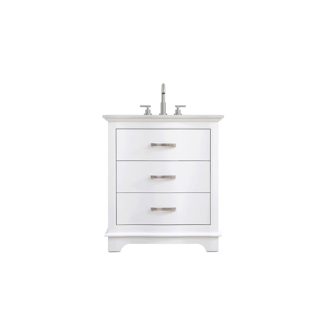 30 Inch Single Bathroom Vanity In White - View 3 - Joshua Marshal