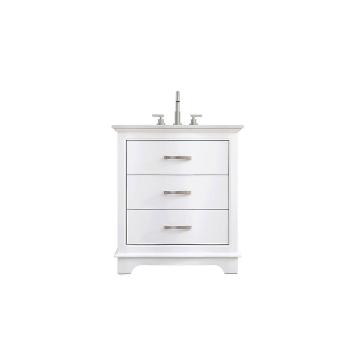 30 Inch Single Bathroom Vanity In White - View 3 - Joshua Marshal