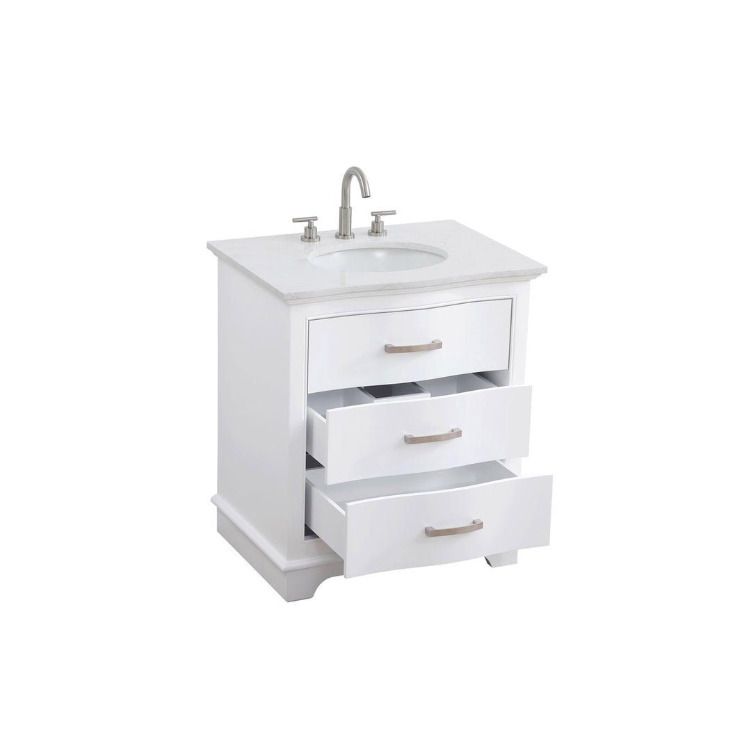 30 Inch Single Bathroom Vanity In White - View 4 - Joshua Marshal