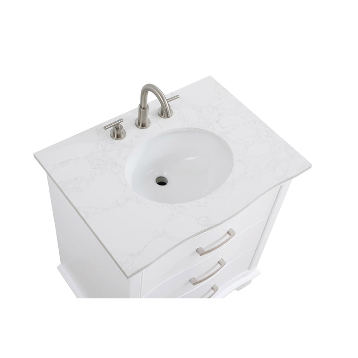 30 Inch Single Bathroom Vanity In White - View 6 - Joshua Marshal