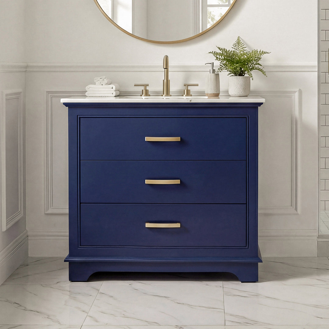 36 Inch Single Bathroom Vanity In Blue Blue Finish - KITCHEN & BATH by Joshua Marshal