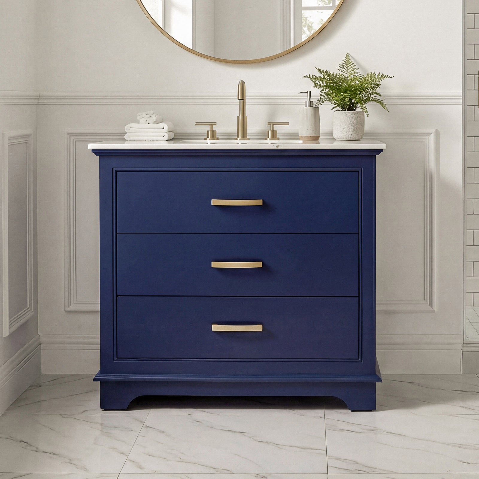 36 Inch Single Bathroom Vanity In Blue Blue Finish - KITCHEN & BATH by Joshua Marshal