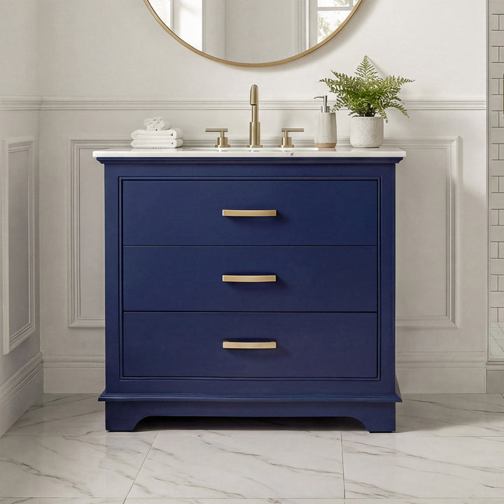 36 Inch Single Bathroom Vanity In Blue Blue Finish - KITCHEN & BATH by Joshua Marshal