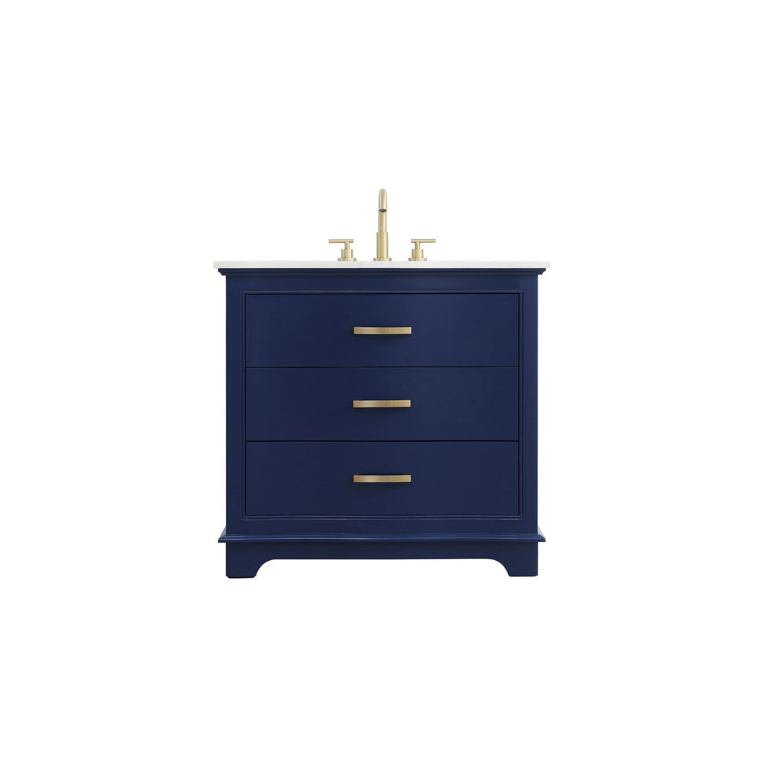 36 Inch Single Bathroom Vanity In Blue - View 3 - Joshua Marshal
