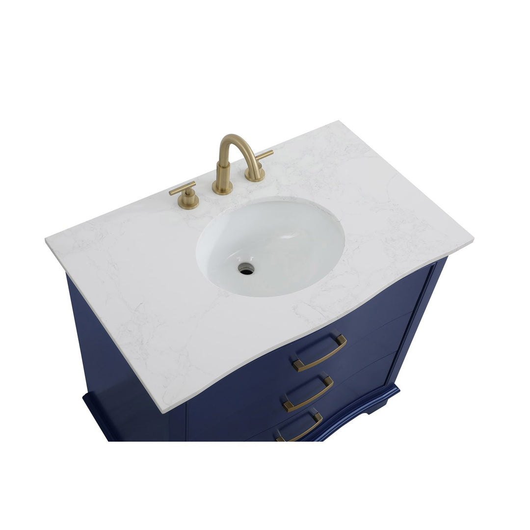 36 Inch Single Bathroom Vanity In Blue - View 6 - Joshua Marshal