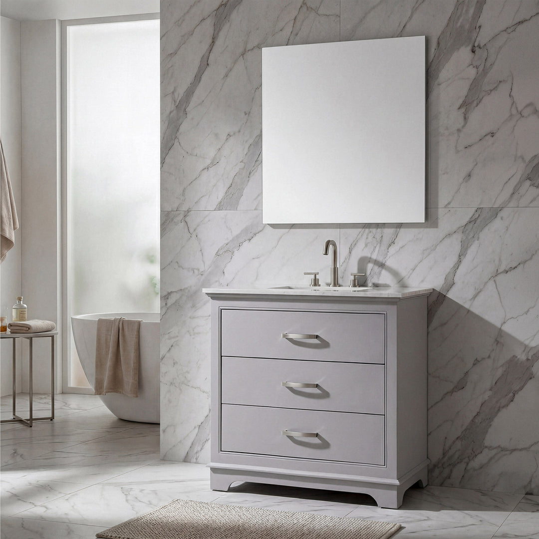 36 Inch Single Bathroom Vanity In Grey - View 2 - Joshua Marshal