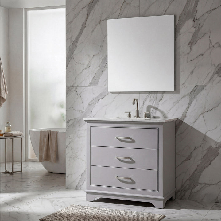 36 Inch Single Bathroom Vanity In Grey - View 2 - Joshua Marshal