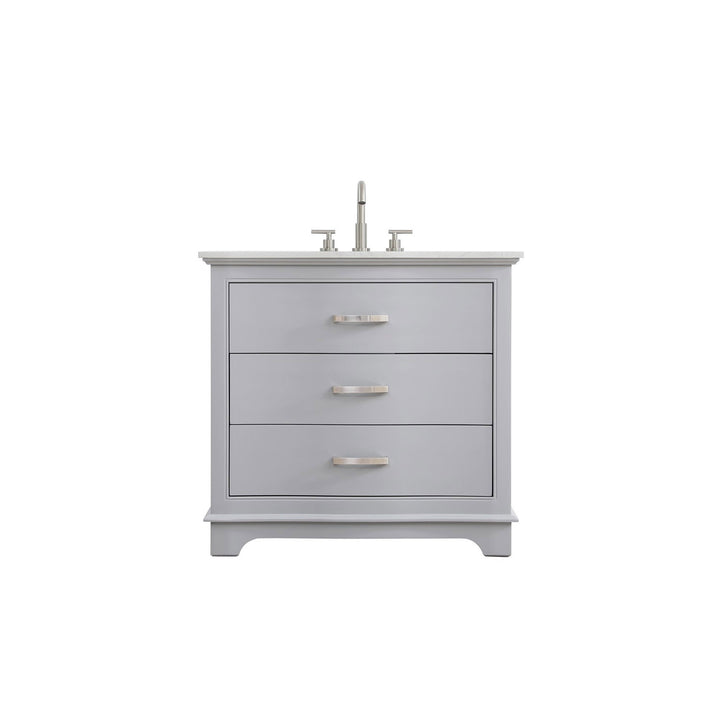 36 Inch Single Bathroom Vanity In Grey - View 3 - Joshua Marshal
