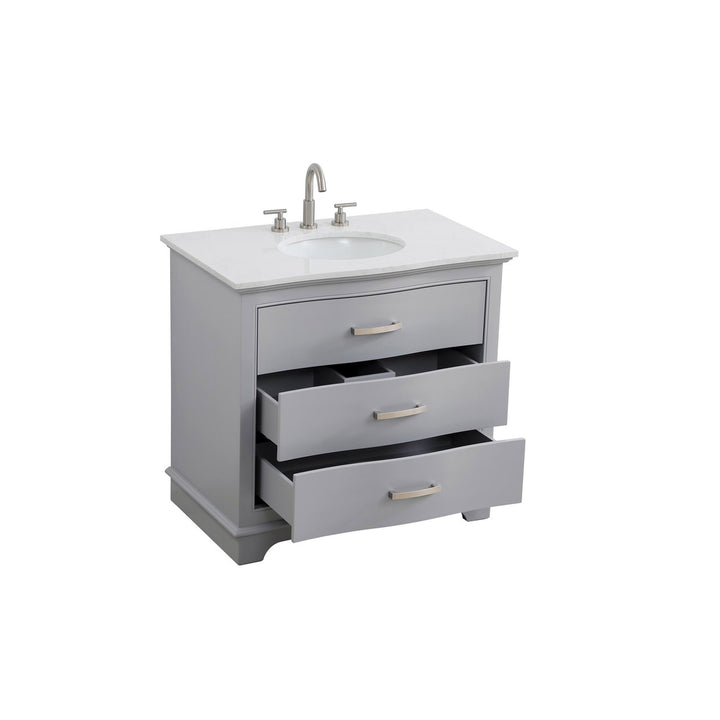 36 Inch Single Bathroom Vanity In Grey - View 4 - Joshua Marshal