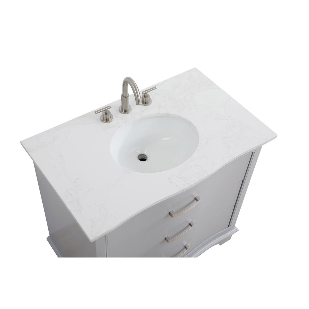 36 Inch Single Bathroom Vanity In Grey - View 6 - Joshua Marshal