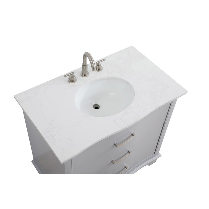36 Inch Single Bathroom Vanity In Grey - View 6 - Joshua Marshal