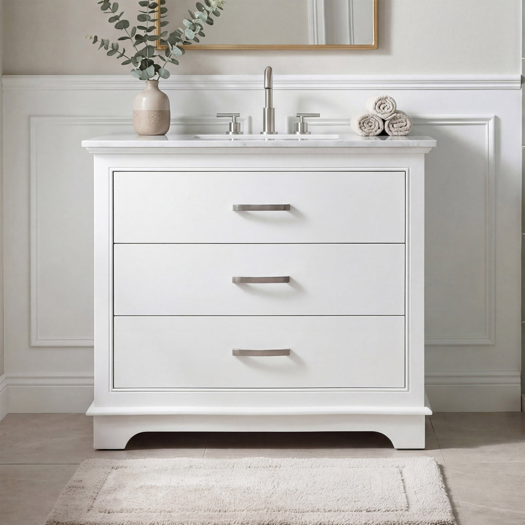 36 Inch Single Bathroom Vanity In White White Finish - KITCHEN & BATH by Joshua Marshal