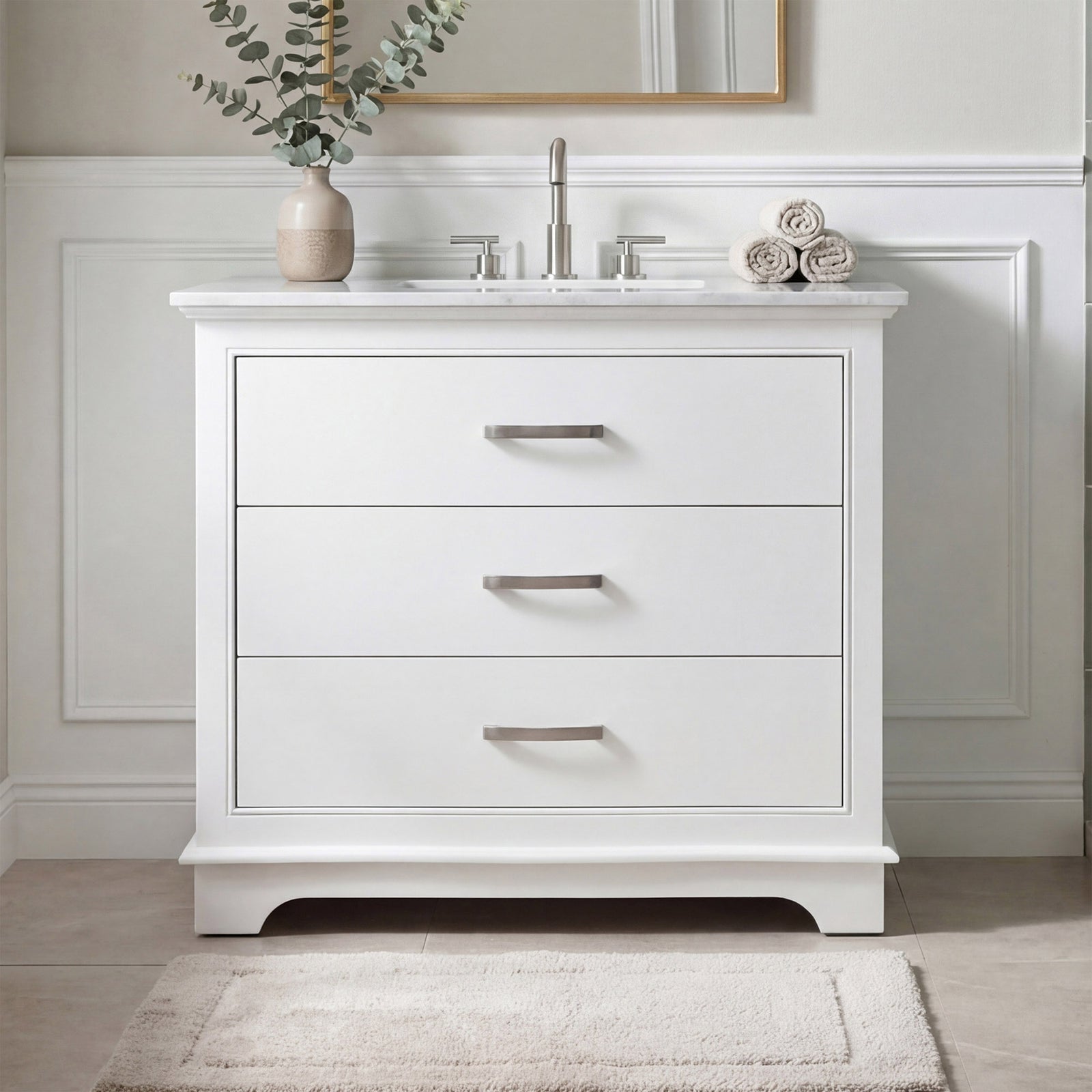 36 Inch Single Bathroom Vanity In White White Finish - KITCHEN & BATH by Joshua Marshal