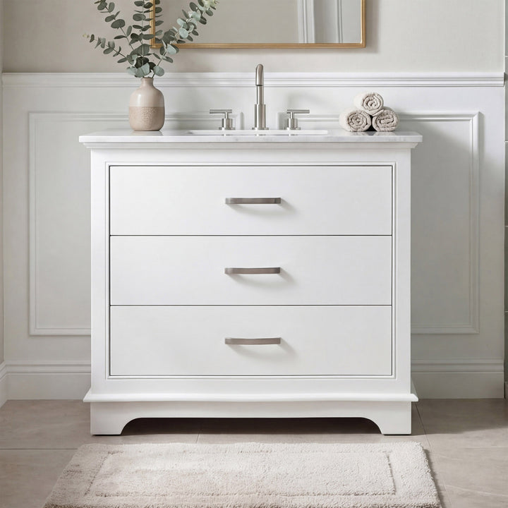 36 Inch Single Bathroom Vanity In White White Finish - KITCHEN & BATH by Joshua Marshal